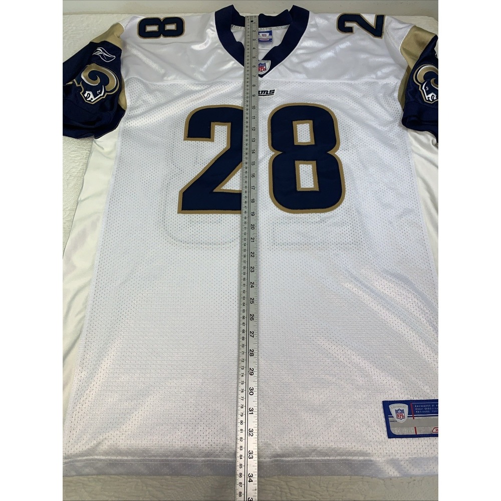 Reebok Marshall Faulk #28 St Louis Rams NFL Jersey White 52 Men's Authentic - Picture 5 of 11